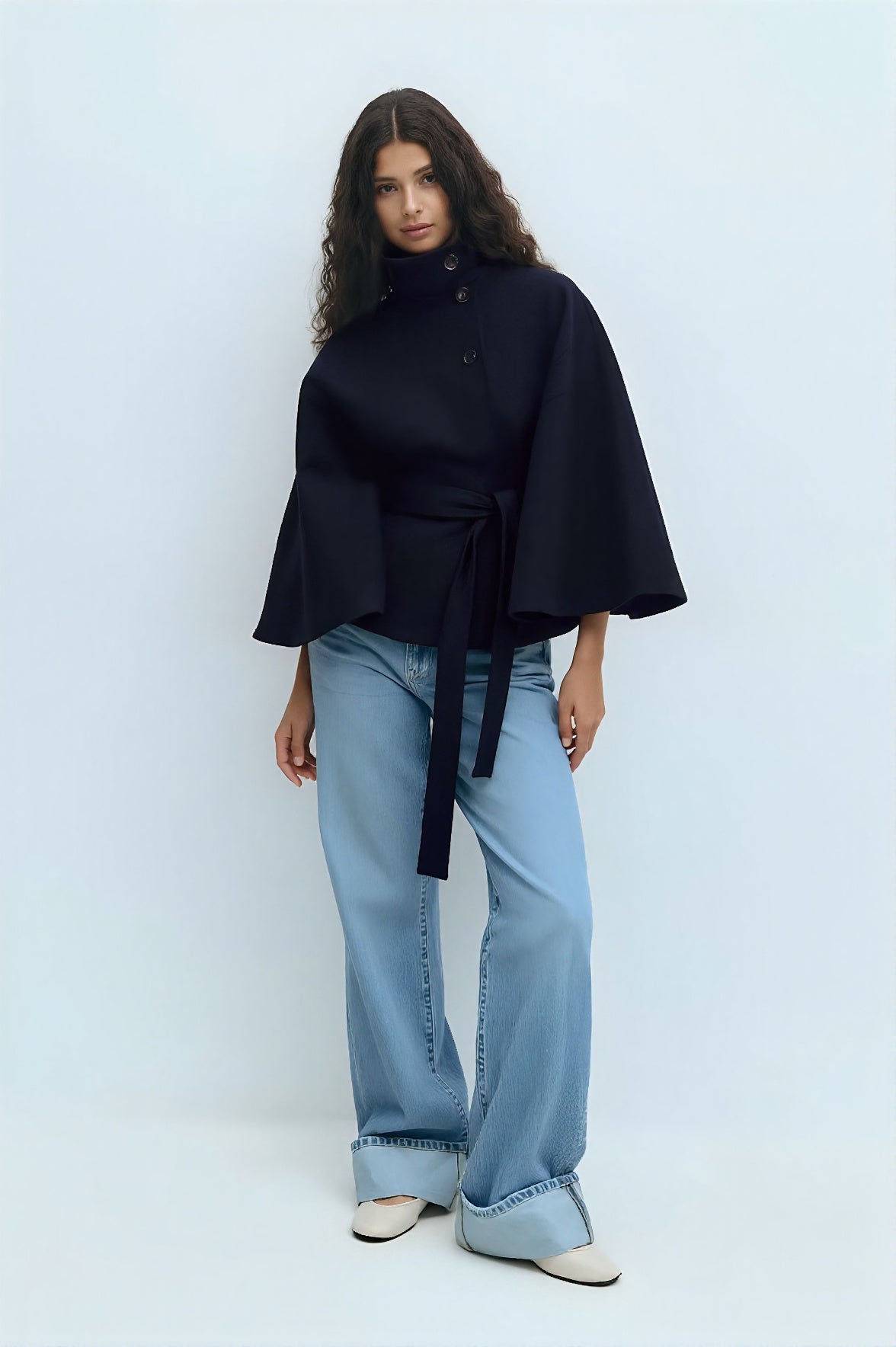 Divenza Winter High Neck Batwing Sleeve Coat