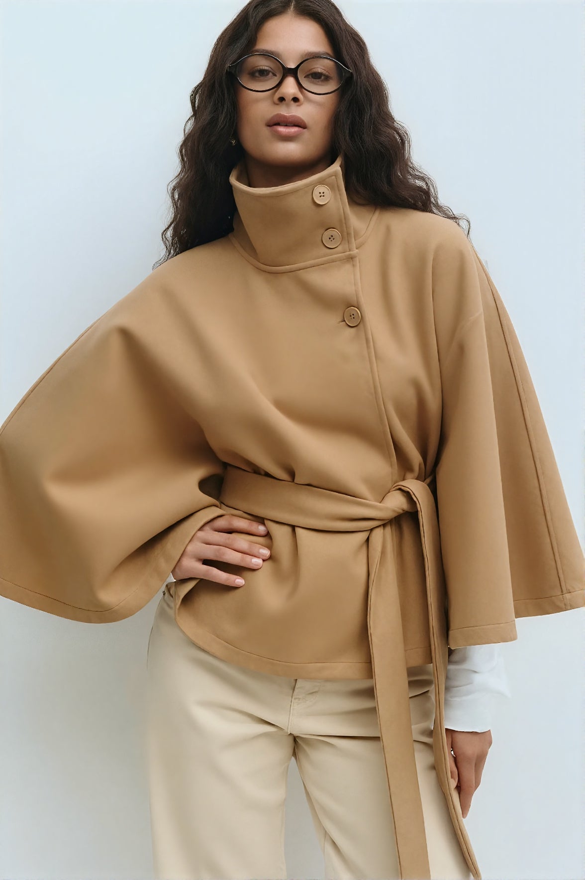 Divenza Winter High Neck Batwing Sleeve Coat