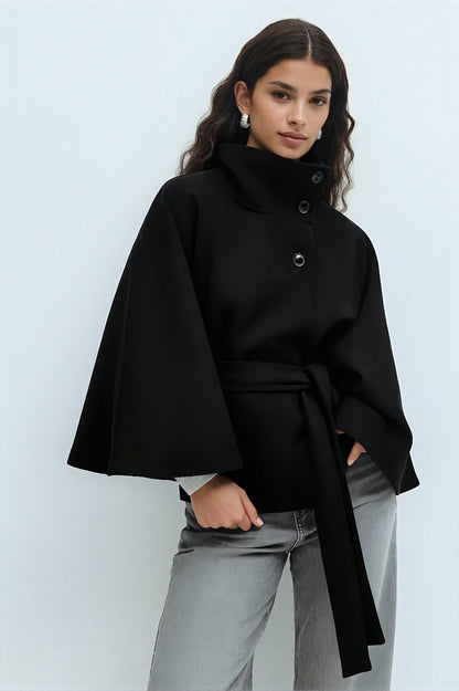Divenza Winter High Neck Batwing Sleeve Coat