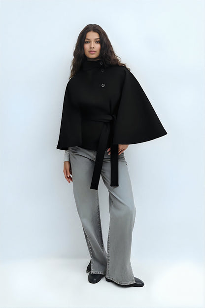 Divenza Winter High Neck Batwing Sleeve Coat