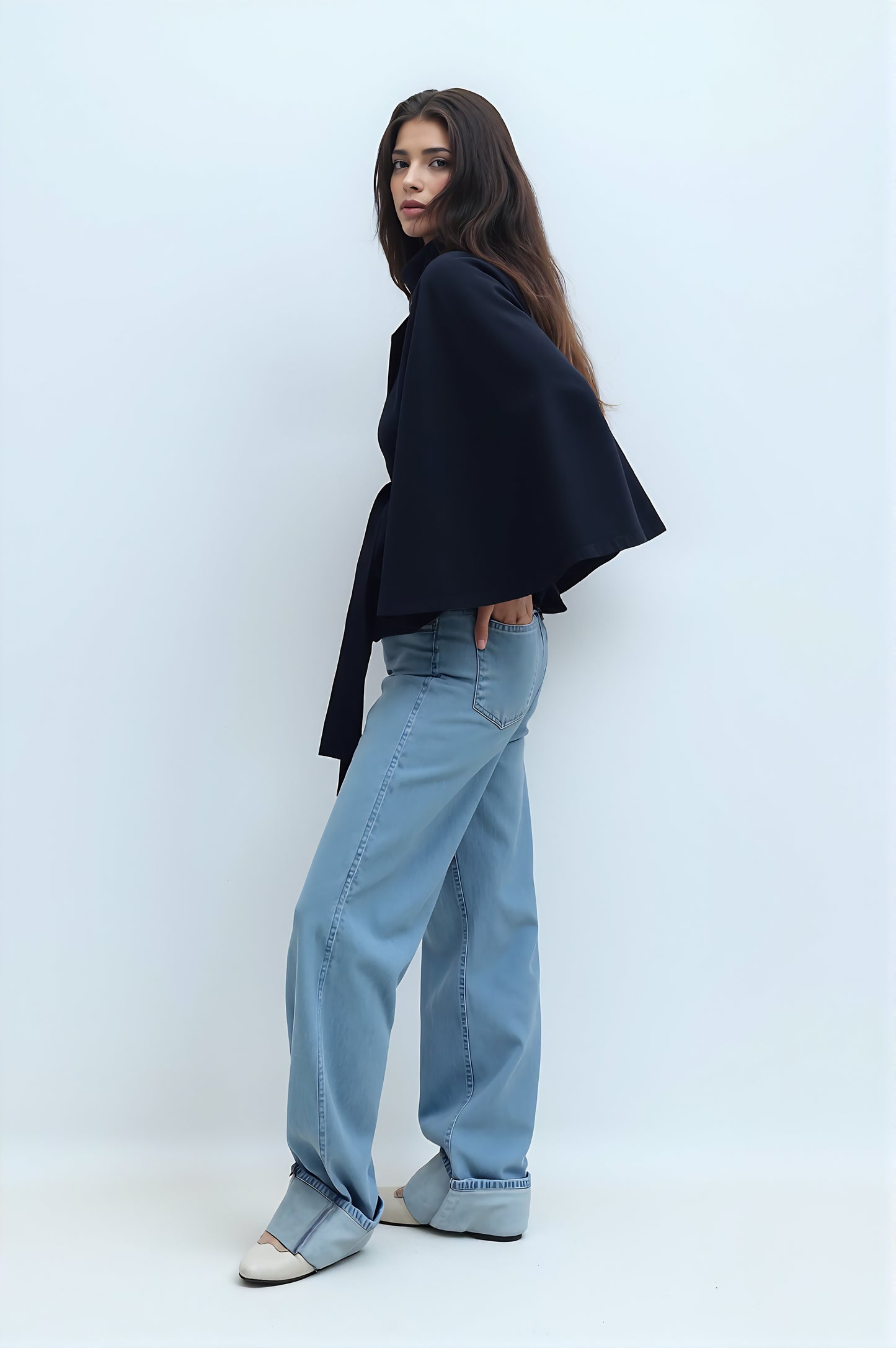 Divenza Winter High Neck Batwing Sleeve Coat