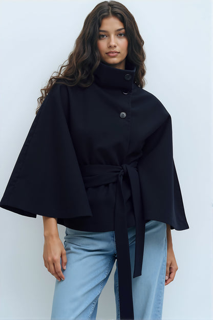 Divenza Winter High Neck Batwing Sleeve Coat