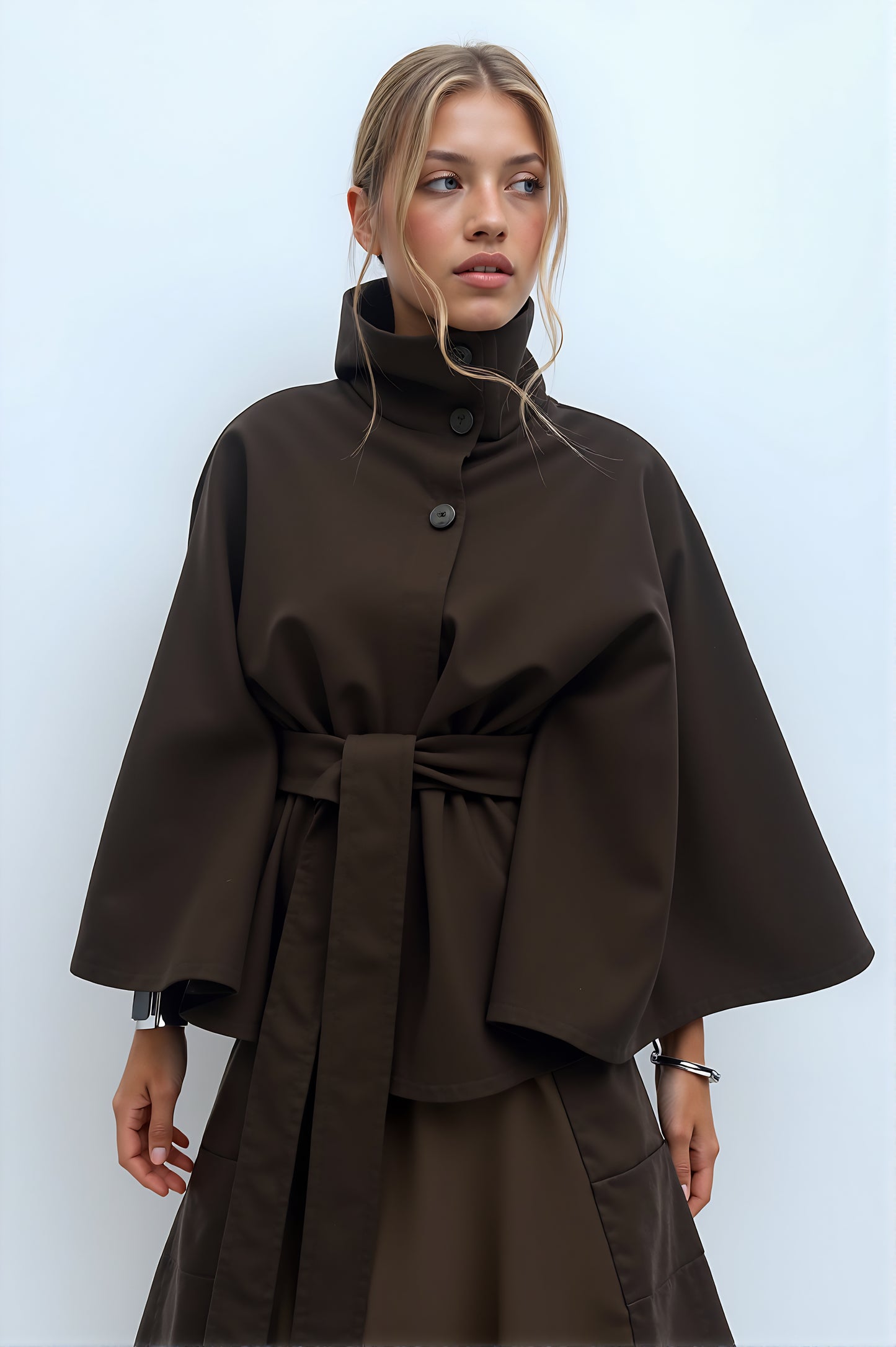 Divenza Winter High Neck Batwing Sleeve Coat