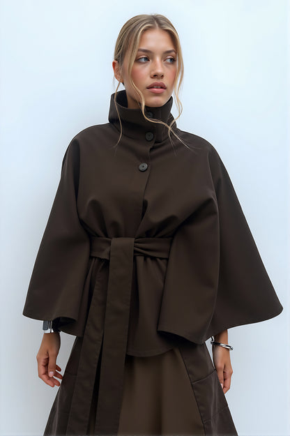 Divenza Winter High Neck Batwing Sleeve Coat
