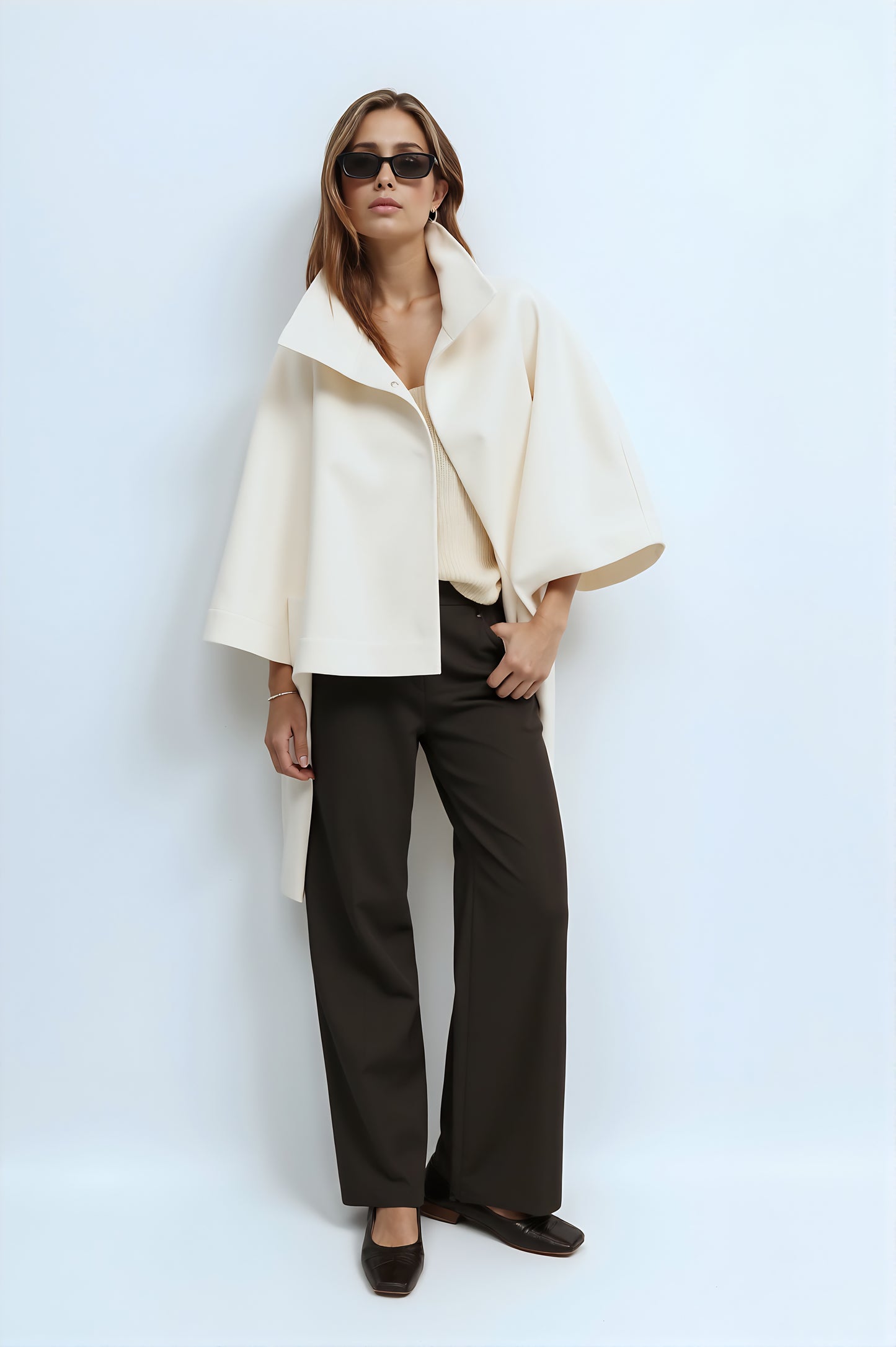 Divenza Winter High Neck Batwing Sleeve Coat