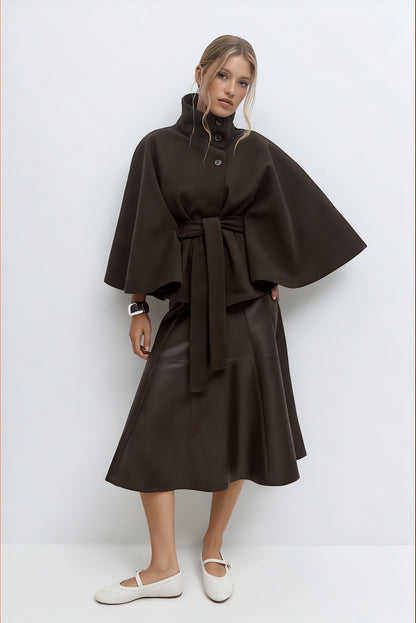 Divenza Winter High Neck Batwing Sleeve Coat